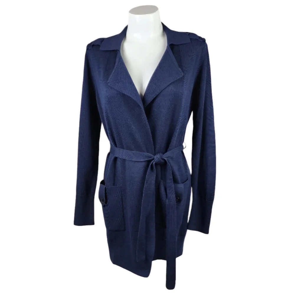 Banana Republic Merino Wool Belted Cardigan Navy Blue Size XS Classic Luxury